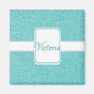 Teal Glitter Personalise Magnet