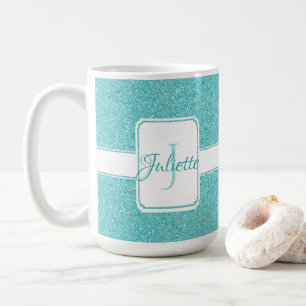 Teal Glitter Personalised Coffee Mug