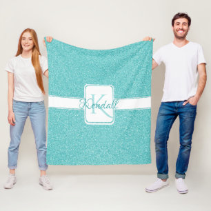 Teal Glitter Personalised Throw Blanket