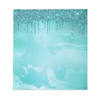 Teal Glitter Rain on Luxury Metal Marble