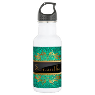 Teal Glitter Sequin Disco 32. oz. 532 Ml Water Bottle