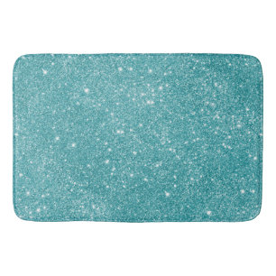 Teal Glitter Sparkles Bath Mat