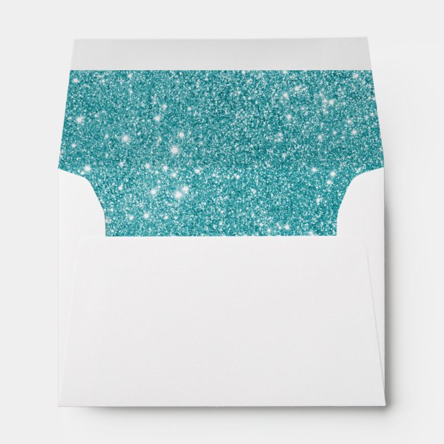 Teal Glitter Sparkles Envelopes (Back (Bottom))