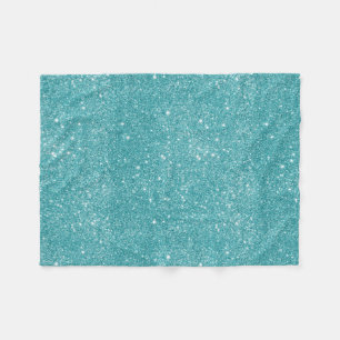 Teal Glitter Sparkles Fleece Blanket