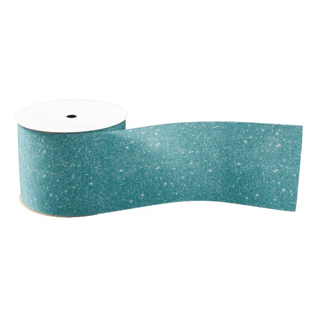 Teal Glitter Sparkles Grosgrain Ribbon (Spool)