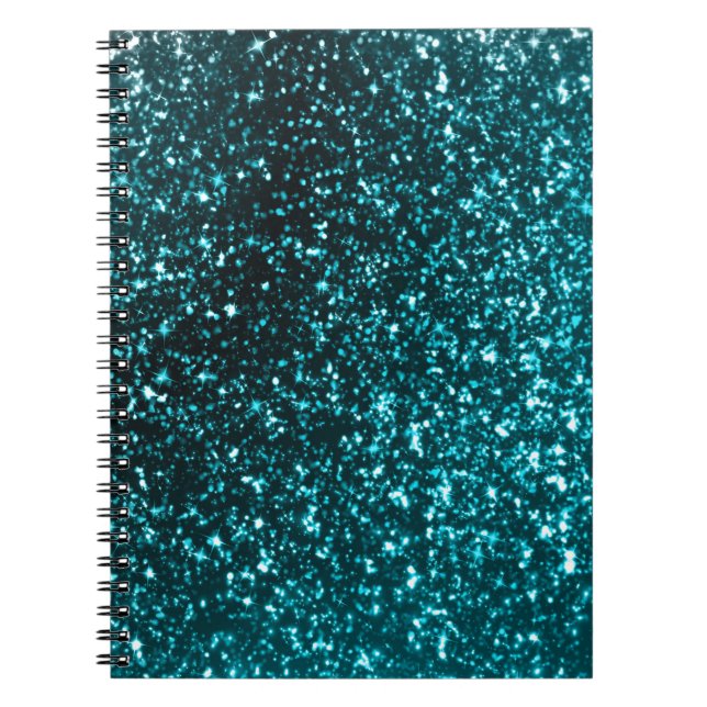 Teal Glitter Spiral Notebook (Front)