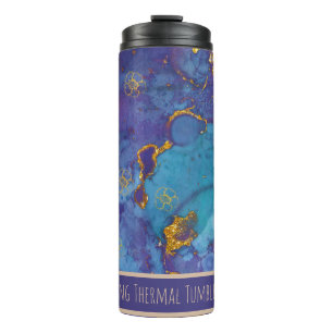 *~* Teal Glitter SWAG Marble QR Thermal Tumbler