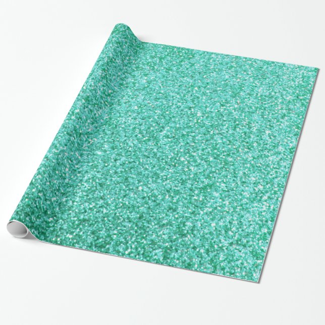 Teal Glitter Wrapping Paper (Unrolled)