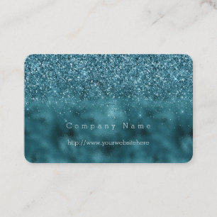 Teal Glitz Glitter Glam Business Card