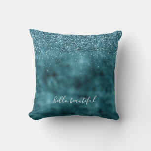 Teal Glitz Glitter Glam Cushion