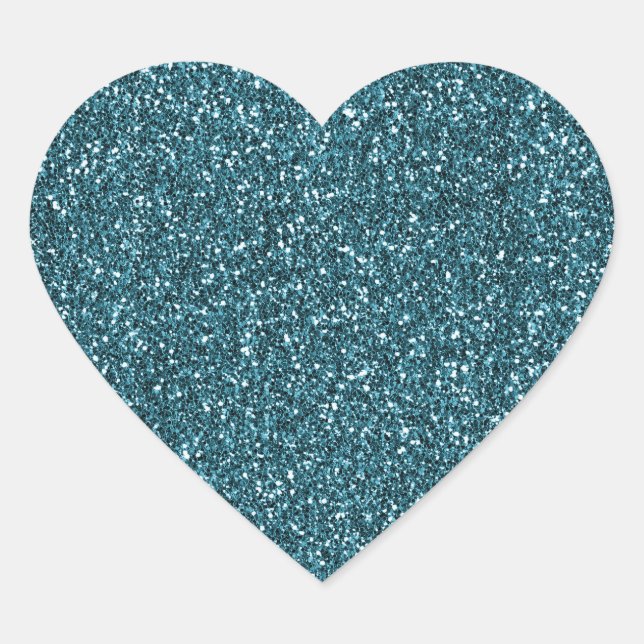 Teal Glitzy Glam Sparkle Glitter Heart Sticker (Front)