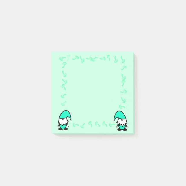 Teal Gnomes with Mushrooms Post-it Notes (Front)