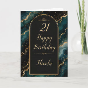 Teal Gold 21st Birthday Card