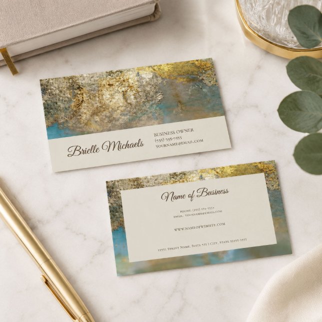 Teal Gold Abstract Stone Texture Business Card (Teal Gold Abstract Stone Texture Business Card
)