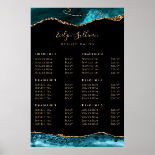 Teal Gold Agate Price List Poster