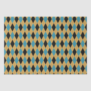 Teal Gold and Black Classic Argyle Diamond Pattern Tissue Paper