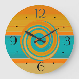 Teal Gold and Orange >Simplistic Kitchen Clocks