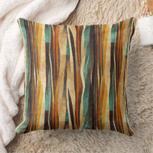 Teal Gold Art Deco Geometric Pattern Cushion
