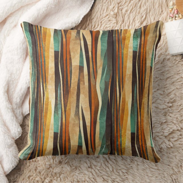 Teal Gold Art Deco Geometric Pattern Cushion (Blanket)