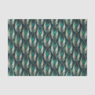 Teal & Gold Art Deco Geometric Pattern Design Tissue Paper