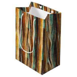 Teal Gold Art Deco Geometric Pattern Medium Gift Bag