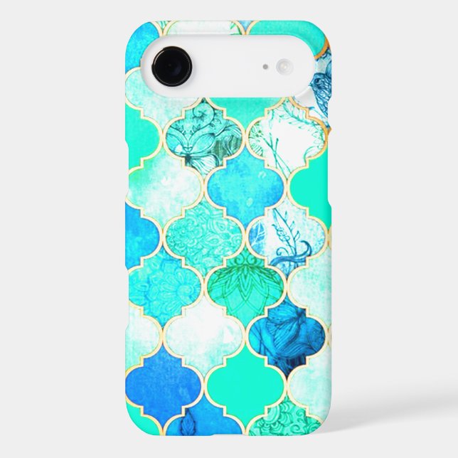 Teal, Gold, Blue Green Mermaid Pattern Case-Mate iPhone Case (Back)