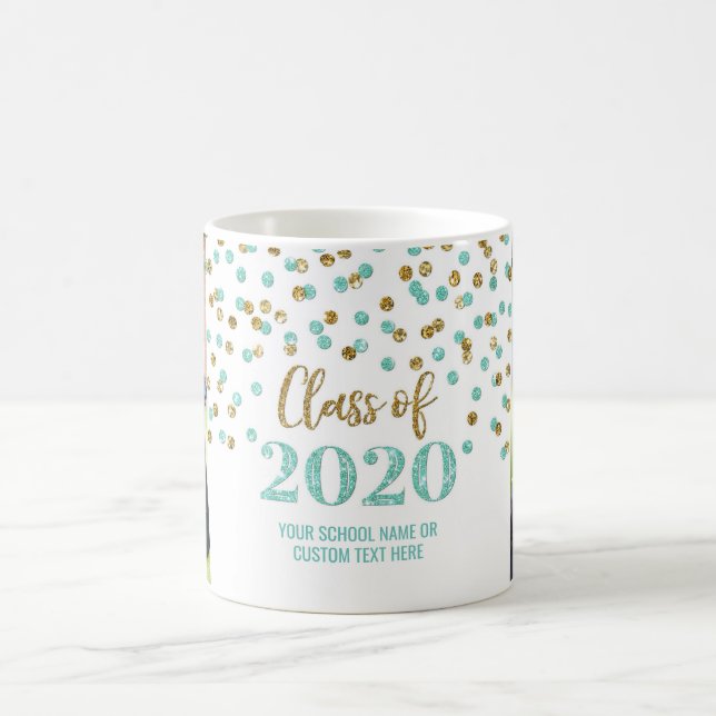 Teal Gold Class of 2020 Photo Graduation Mug (Center)