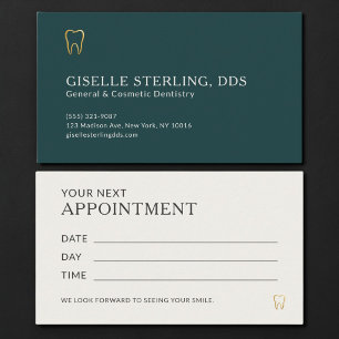 Teal & Gold Dentist Office Appointment Card