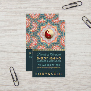 Teal Gold Energy Healing Holistic Business Card