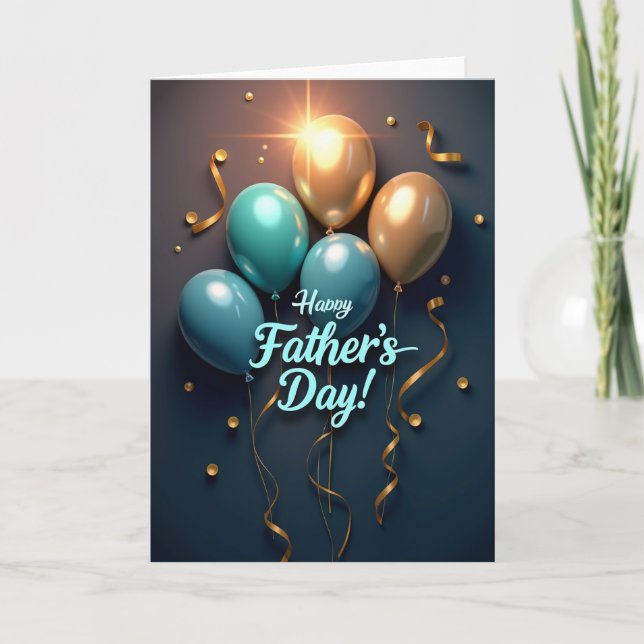 Teal Gold Fathers Day Message Card (Front)