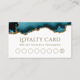 teal gold glitter agate loyalty card