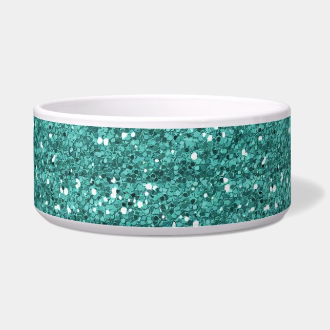 Teal Gold Glitter Sparkle Chic Pet Dog (Front)