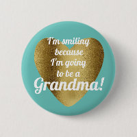 Teal Gold Heart Going to Be Grandma Announcement
