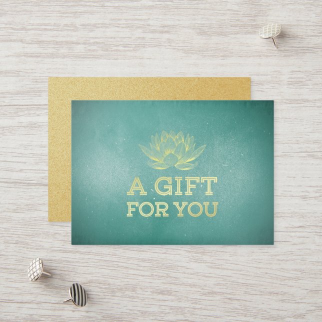 Teal & Gold Lotus YOGA Instructor Gift Certificate (Front/Back In Situ)