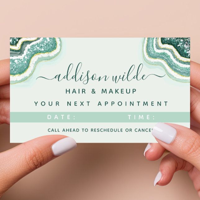 Teal Gold Luxe Glitter Agate Geode Appointment Card (Creator Uploaded)