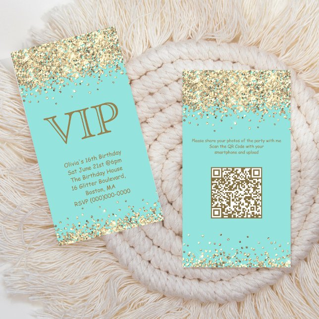 Teal & Gold | Mini VIP Birthday Invitation (Creator Uploaded)