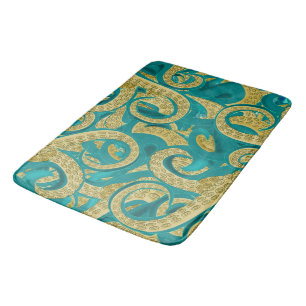 Teal Gold Octopus Bath Mat