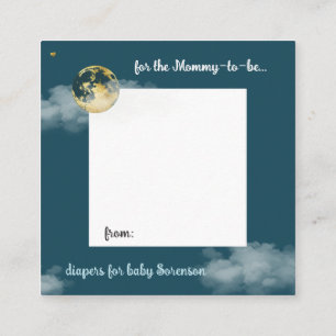 Teal Gold Over the Moon Diaper Raffle Enclosure Card