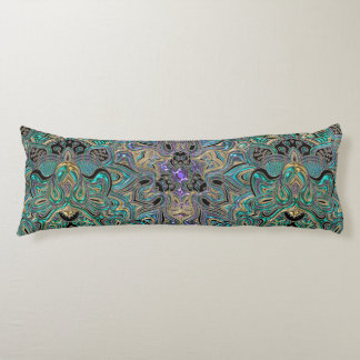 Teal Gold Purple Black Mandala Body Cushion