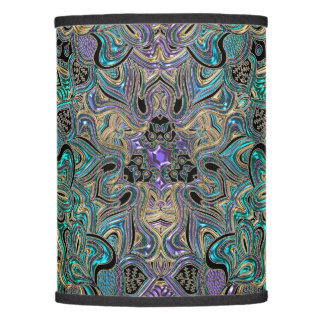 Teal Gold Purple Black Mandala Lamps
