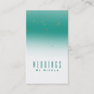 Teal & Gold Splatter Modern Glam Chic Glamour Business Card