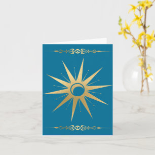 Teal Gold Sun Moon Wicca Card – Mystical Celestial