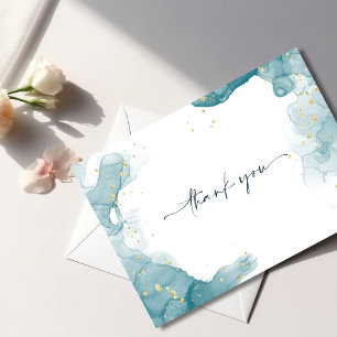 Teal & Gold Thank You Card