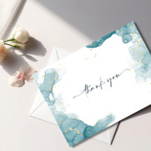 Teal & Gold Thank You Card