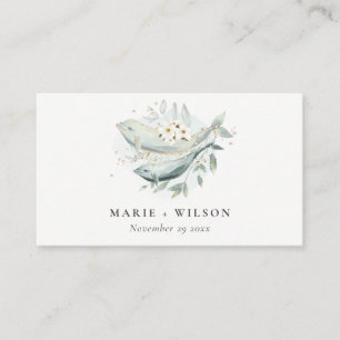 Teal Gold Underwater Floral Fish Wedding Website Enclosure Card