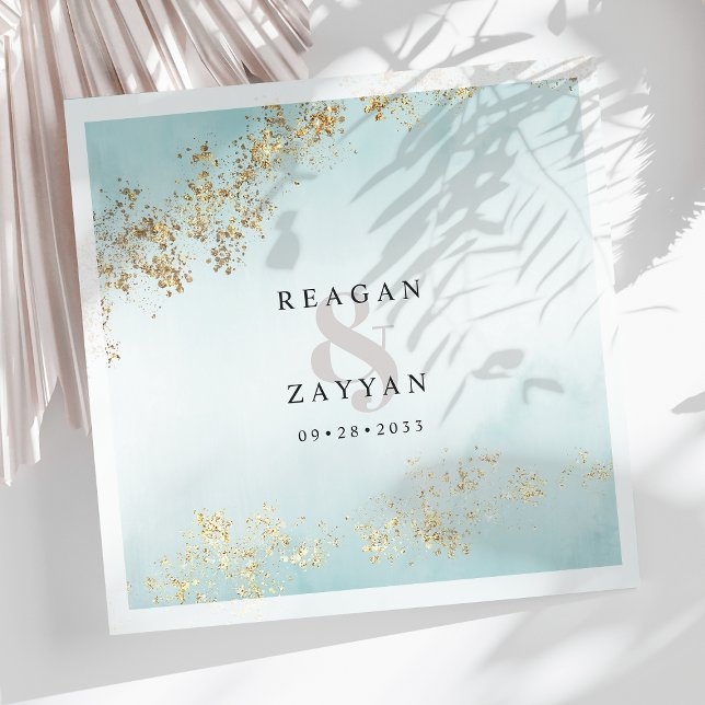  Teal & Gold Watercolor Napkin (Creator Uploaded)