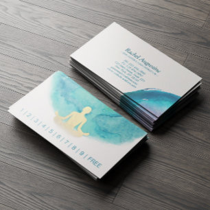 Teal Gold Watercolor YOGA Instructor Loyalty Punch Card