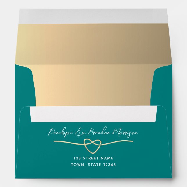 Teal Gold Wedding Envelope (Back (Bottom))