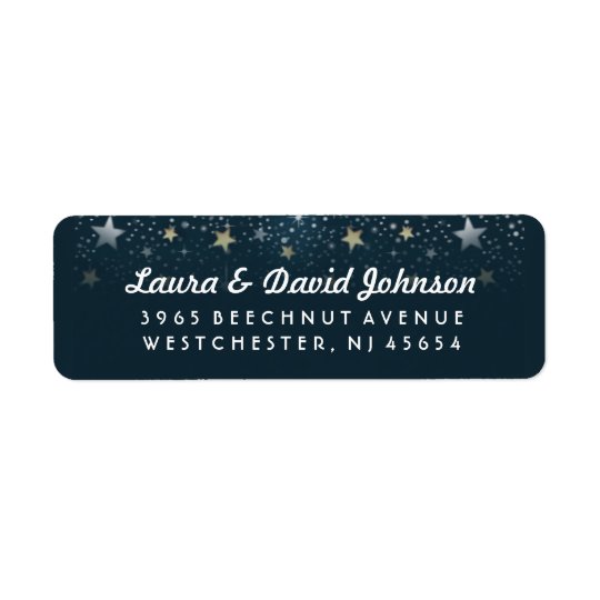 Teal Gold & White Stars Address Label