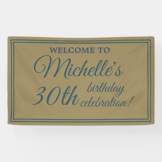Teal Gold Women's 30th Birthday Banner (Horizontal)